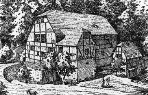 Klipphausen-Weißtropp. Tännigtmühle bei Weißtropp, Zeichnung, Repro