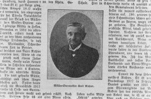 Triebischtal-Munzig. Müllerobermeister Emil Richter im Alter von 80 Jahren, aus: Deutscher Müller vom 29. Dez. 1927