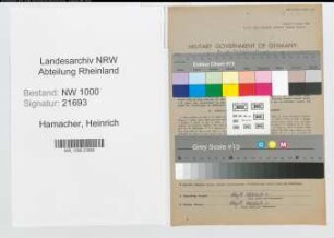 Entnazifizierung Heinrich Hamacher, geb. 22.07.1891 (Telegrafenassistent)