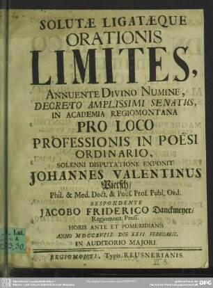 Solutae Ligataeque Orationis Limites, Annuente Divino Numine