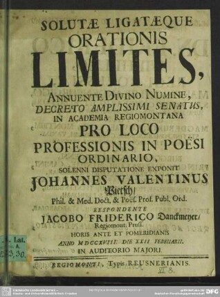 Solutae Ligataeque Orationis Limites, Annuente Divino Numine