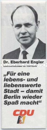 Faltplan der CDU Berlin-Friedrichshain zur ersten freien Kommunalwahl in (Ost-)Berlin am 6. Mai 1990