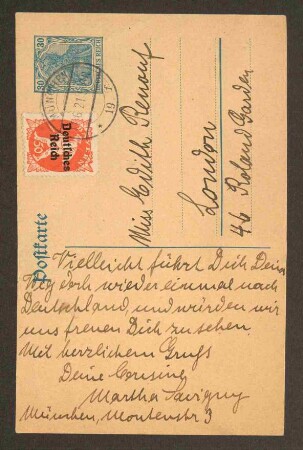 - acht Briefe von unbekannten Absendern, darunter zwei undatierte Briefe an Edith Le Page Renouf. - Postkarte von Martha Savigny an Edith Le Page Renouf, 1921