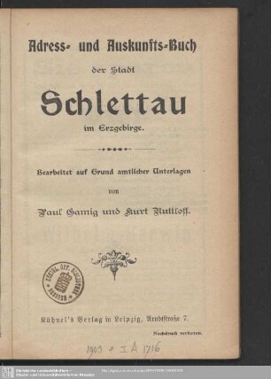 [1903]: Adress- und Auskunfts-Buch der Stadt Schlettau im Erzgebirge