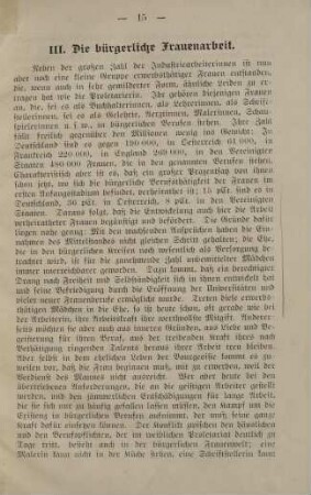 III. Die bürgerliche Frauenarbeit