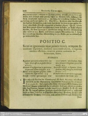 Positio C. Sicuti et ignorantia vitae prioris uxoris, tempore secundarum nuptiarum, mediante iureiurando afferta, in bigamia, eundem effectum, nimirum poenae ordinariae liberatorium, habet