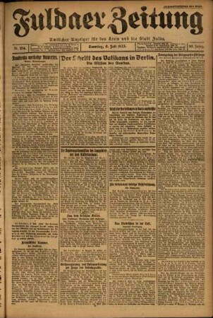 Erste Ausgabe vom Sonntag, den 08. Juli 1923.