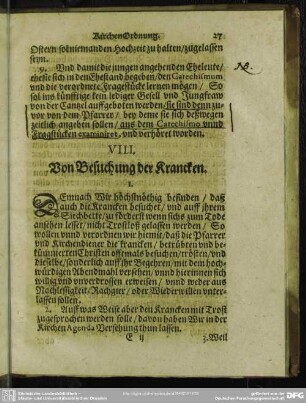 VIII. Von Besuchung der Krancken