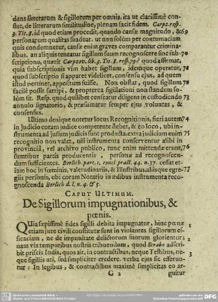 Caput Ultimum. De Sigillorum impugnationibus, & poenis