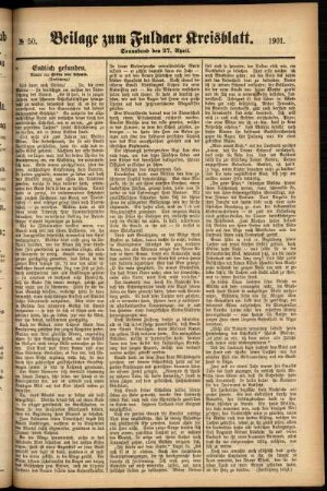 Zweite Ausgabe vom Samstag, den 27. April 1901.
