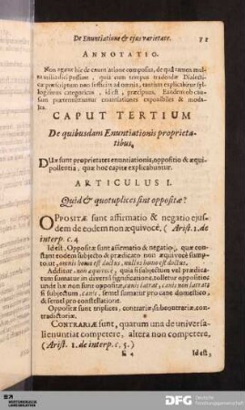Caput Tertium