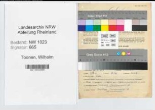 Entnazifizierung Wilhelm Toonen , geb. 20.08.1893 (Fleischbeschauer)