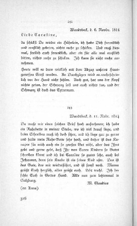 243 Wandsbeck, d. 11. Novbr. 1814
