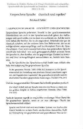 Gesprochene Sprache - chaotisch und regellos?