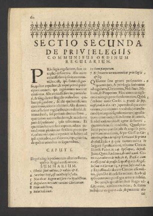 Sectio Secunda De Privilegiis Communibus Ordinum Regularium.