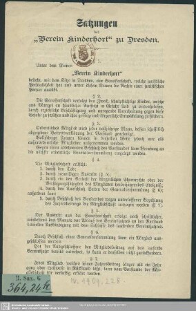 Satzungen des Verein Kinderhort zu Dresden