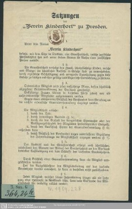 Satzungen des Verein Kinderhort zu Dresden