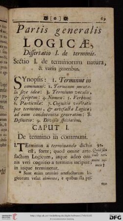 Dissertatio I: De terminis