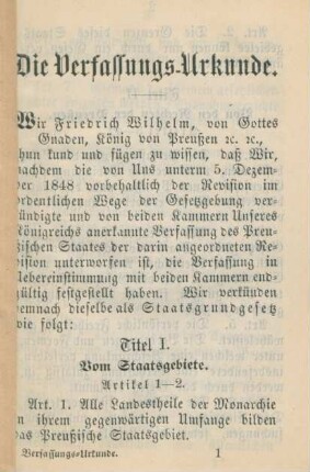Die Verfassungs-Urkunde