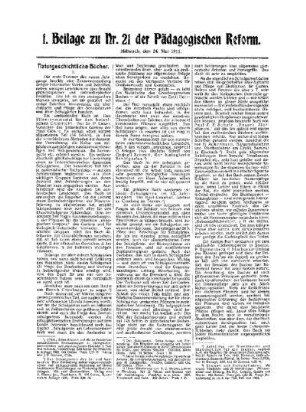 Naturgeschichtliche Bücher : 1. Beilage zu Nr. 21 der Pädagogischen Reform