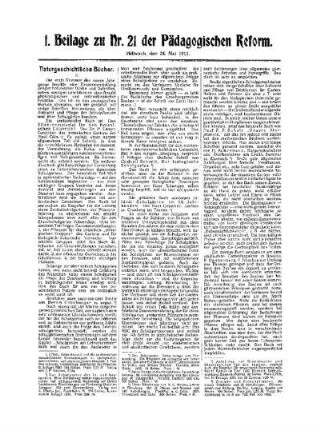 Naturgeschichtliche Bücher : 1. Beilage zu Nr. 21 der Pädagogischen Reform