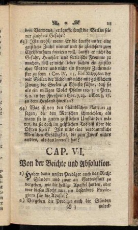 Cap. VI. Von der Beichte und Absolution.