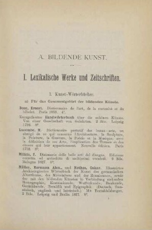 I. Lexikalische Werke und Zeitschriften