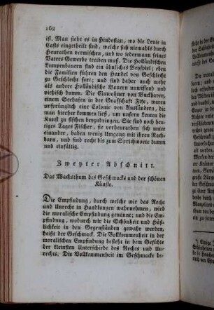 Zweyter Abschnitt. Das Wachsthum des Geschmacks und der schönen Künste.