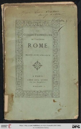 Les collectionneurs de l'ancienne Rome : notes d'un amateur