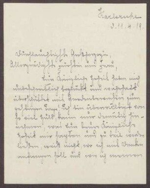 Schreiben von Emilie Göler an die Großherzogin Luise; Blumenschmuck im Pensionat; Lob und Dank für die Großherzogin