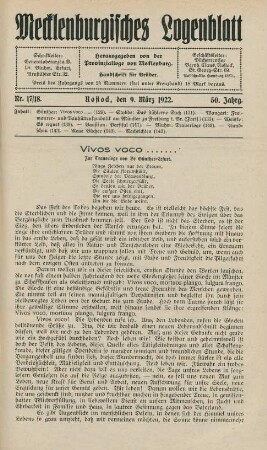 Nr. 17/18. Rostock, den 9. März 1922.