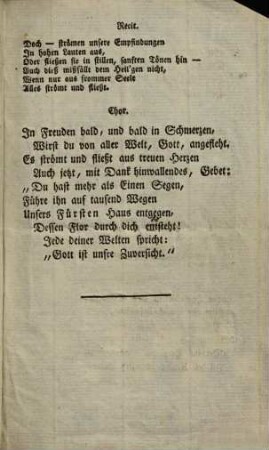 Kantate, welche beym feyerlichen Hervorgange der durchlauchtigsten Frau Erbprinzessin von Thurn und Taxis aus den Wochen ... am Sonntage Sexagesimä 1803. ... vom fürstlichen Orchester aufgeführt wurde
