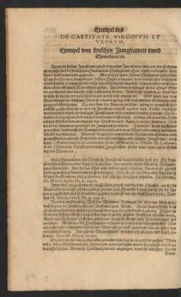 De Castitate Virginum Et Uxorum. Exempel von keuschen Jungfrawen unnd Eheweibern ...