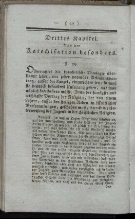 Drittes Kapitel. Von der Katechisation besonders.