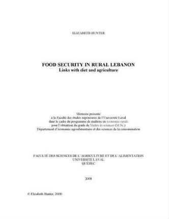 Food security in rural Lebanon : links with diet and agriculture