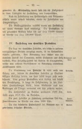 IV. Darstellung von chemischen Produkten.