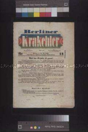 Politisch-satirische Zeitschrift: Berliner Krakehler, Nr. 14; 18. Juli 1848
