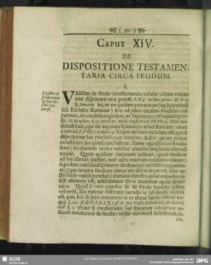 Caput XIV. De Dispositione Testamentaria Circa Feudum