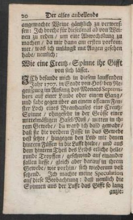 Wie eine Creutz-Spinne ihr Gifft von sich lässet