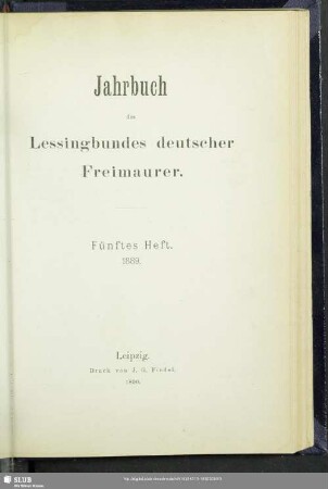 5.1889: Jahrbuch des Lessingbundes Deutscher Freimaurer