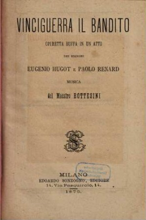 Vinciguerra il bandito : operetta buffa in un atto