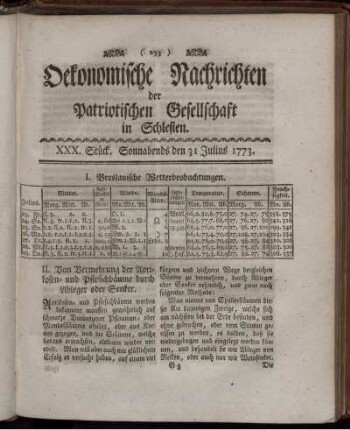 XXX. Stück. Sonnabends den 31 Julius 1773.