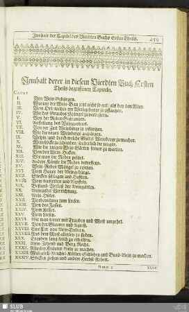 Innhalt aller derer in diesem Vierdten Buch Ersten Theils begriffenen Capiteln
