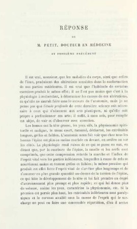 Réponse de M. Petit, docteur en médecine au problème précédent