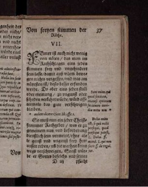 VII. Von freyen Stimmen der Räthe