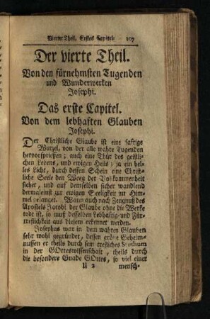 Der vierte Theil: Von den fuernehmsten Tugenden und Wunderwerken Josephi
