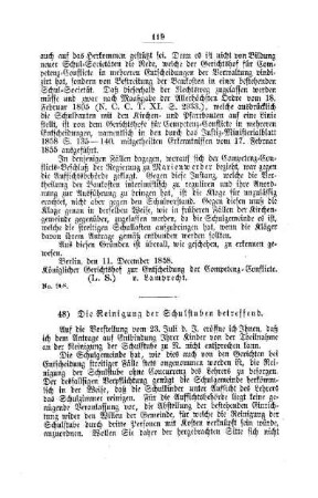 Die Reinigung der Schulstuben betreffend : [IV. Elementarschulwesen]