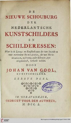 Band 1: De nieuwe Schouburg der Nederlantsche kunstschilders en schilderessen: waer in de ...