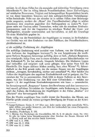 a) Die auffällige Erscheinung des Angeklagten