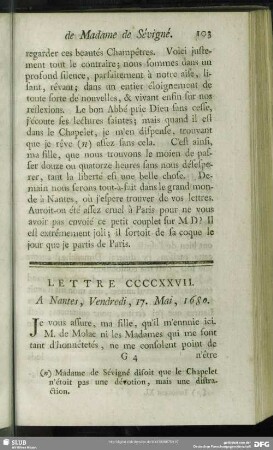 Lettre CCCCXXVII. A Nantes, Vendredi, 17. Mai, 1680